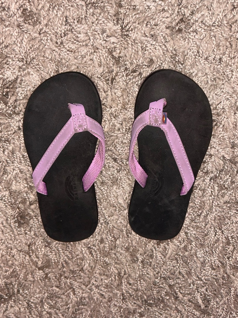 Rainbow Kids Lavender and Black Flip-Flops - Youth Casual Sandals